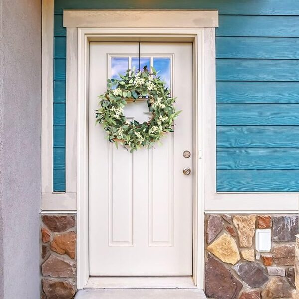 Pinkpum 20'' Eucalyptus Wreath for Front Door, Porch, Window - Image 2