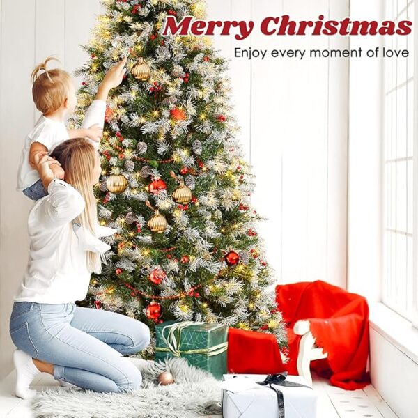 Green Flocked Artificial Holiday Christmas Tree for Home - Image 2