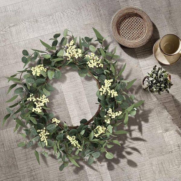 Pinkpum 20'' Eucalyptus Wreath for Front Door, Porch, Window