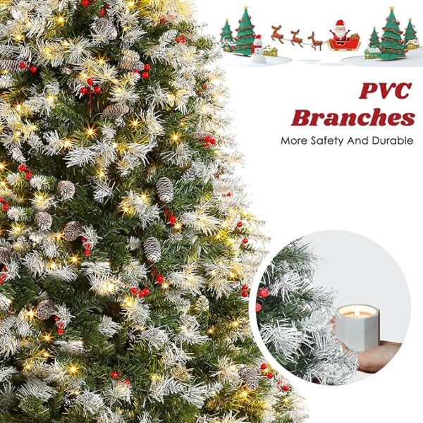 Green Flocked Artificial Holiday Christmas Tree for Home - Image 3